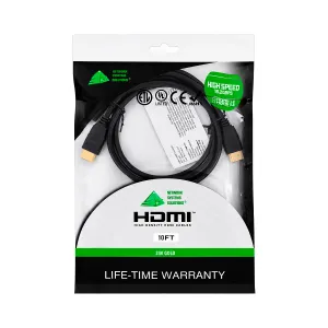 CABLE HDMI Male to Male High Speed Gold Plated Conectors 10ft-3m Negro — GENERICOS