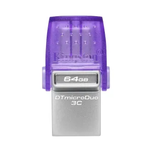 Flash Memory Kingston 64GB Data Traveler MICRO-DUO3CG3 Type-A - C Purple — KINGSTON
