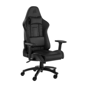 Gaming Chair Corsair TC100 Relaxed Leatherette Black-Black — CORSAIR