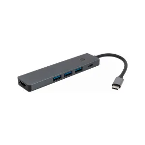 Hub AP-73 5 In1 USB-C to USB-C 3xUSB-3.0 HDMI-4K Silver — GENERICOS